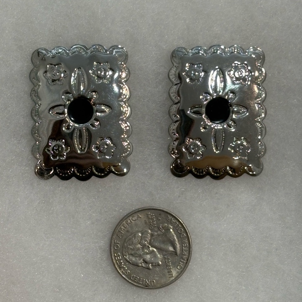 Western Vintage 80s Silver Earrings - Picture 2 of 3